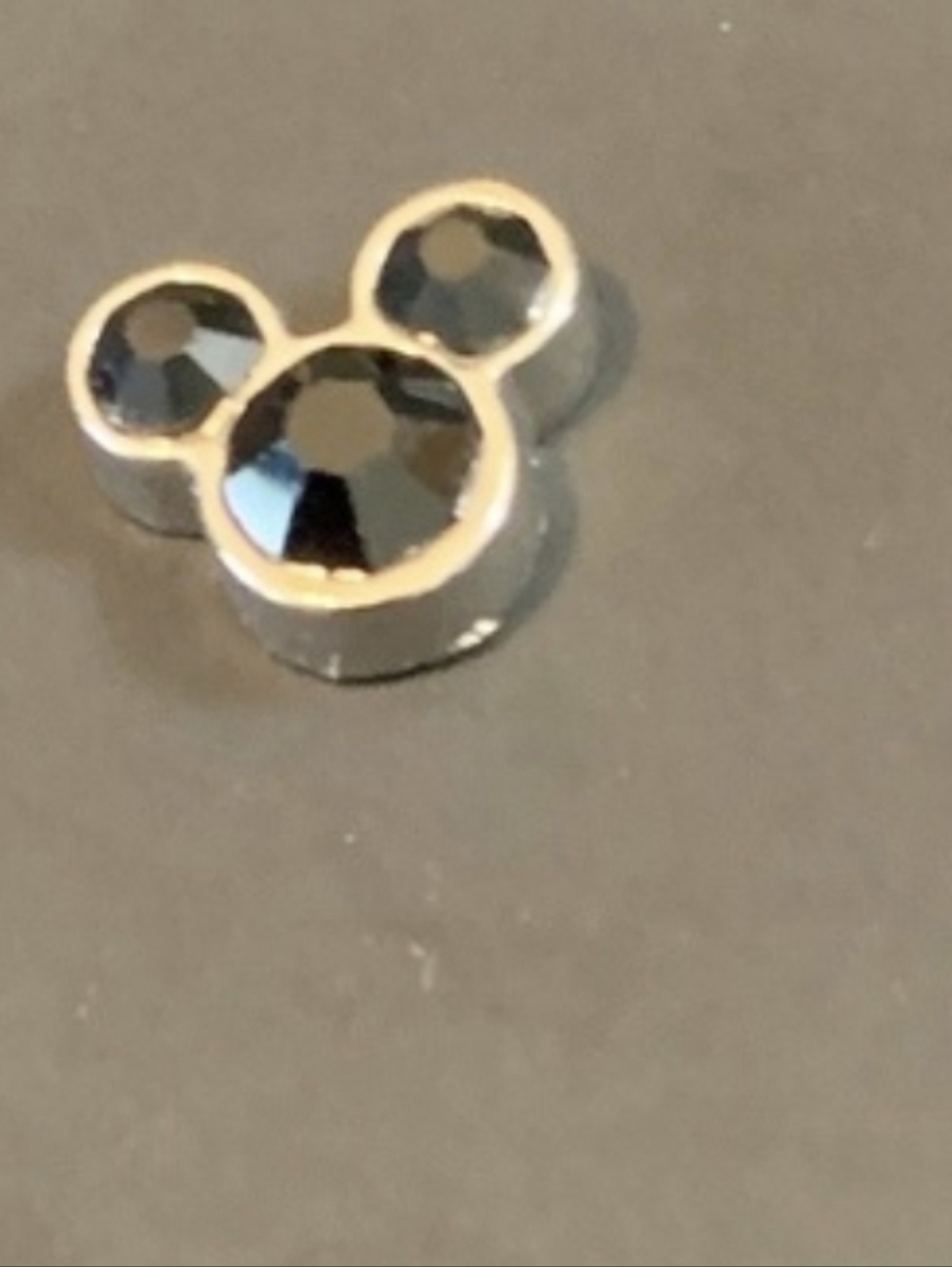 Black Crystal Mickey-Like Charm For Floating Lockets